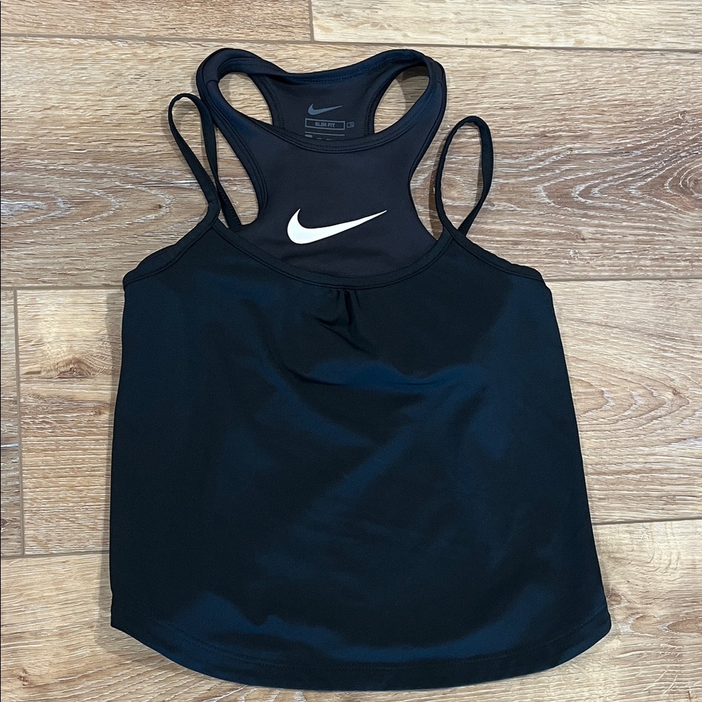 Nike Girl’s Black Racerback Tank Top with Attached Sports Bra